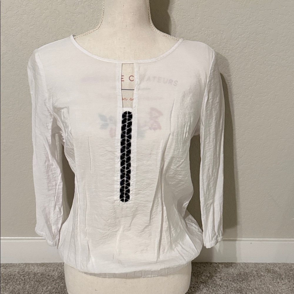 Chic White Blouse with Black Detail